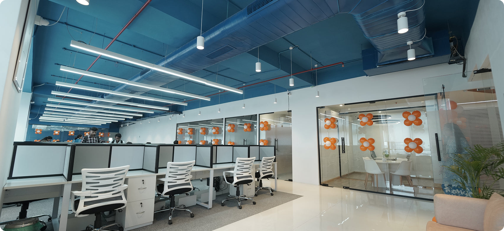 Spacious office with workstations