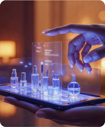 Holding virtual beauty products