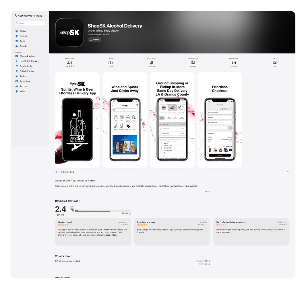 ShopSK – E-Commerce Mobile App for Alcohol Delivery