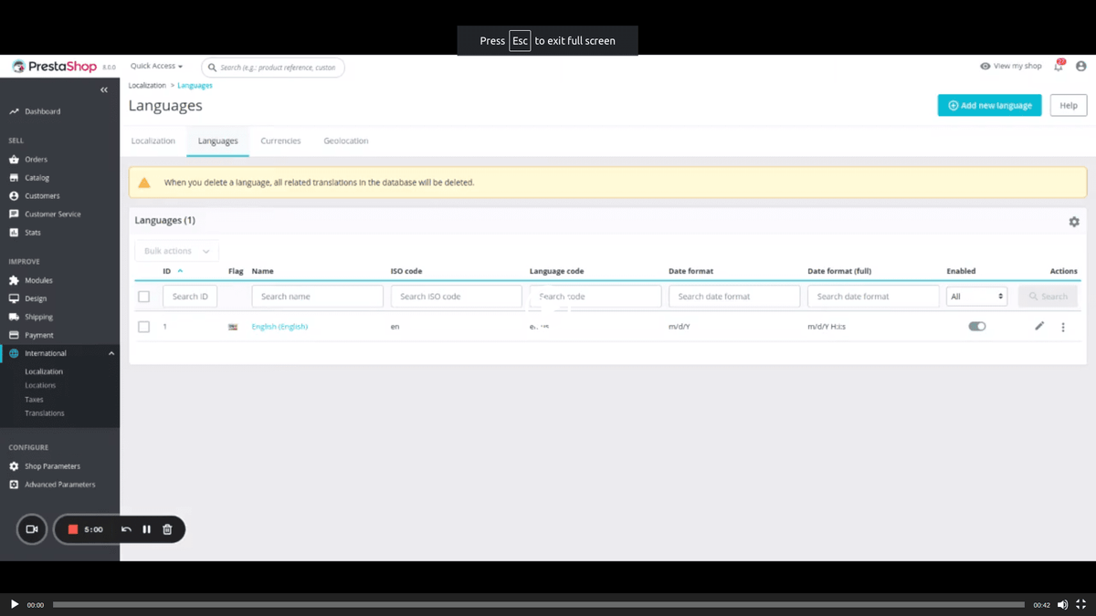 Prestashop Dashboard
